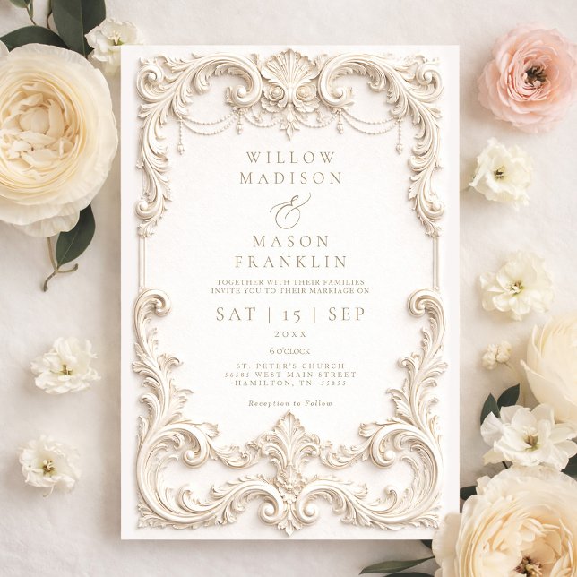 Invitation Baroque Elegant Ivory Wedding (Baroque Elegant Ivory Wedding Invitation)