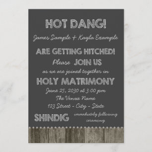 Invitation Barre Bois Chalkboard Redneck Mariage