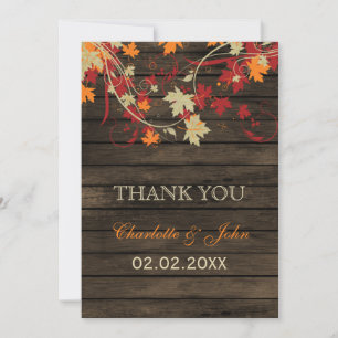 Invitation Barre Bois Rustique Automne quitte Mariage Merci