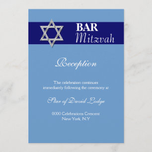 Invitation Barre d'argent bleu mitzvah  RÉCEPTION