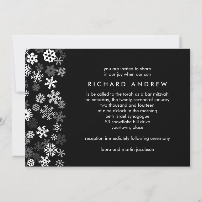 Invitation Barre de bord de neige Mitzvah (Devant)
