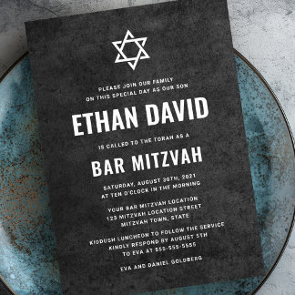 Invitation Barre de texture foncée moderne mitzvah