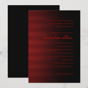 Invitation Barre Mitzvah Rouge et Noir Frappes horizontales