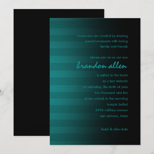 Invitation Barre Mitzvah Turquoise et noir Horizontal bande