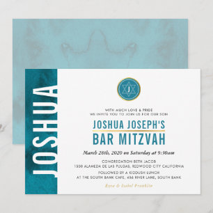 Invitation BARRE MONOGRAM MODERNE BARRE MITZVAH BARRE latéral