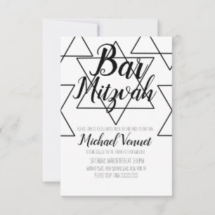 Invitation Barre noire et blanche géométrique Mitzvah