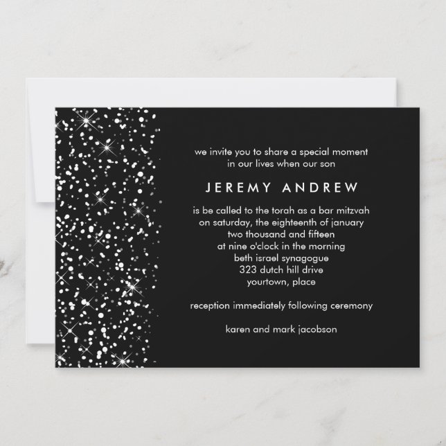 Invitation Barre ou Bat mitzvah de bord neigeux (Devant)
