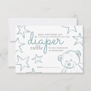 Invitation Barreau bleu minimal Baby shower de l'ours en pelu