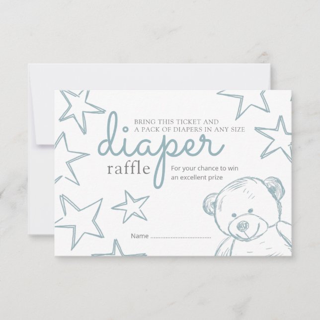 Invitation Barreau bleu minimal Baby shower de l'ours en tour (Devant)