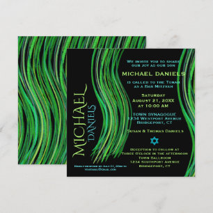 Invitation Barreau Mitzvah, châle de prière verte et noire