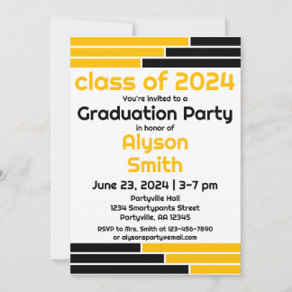 Invitation Bars Noir & Or Une Photo Grad Party