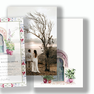 Invitation Base de photo aquarelle de porte marocaine pour vé