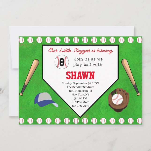 Invitation Baseball Anniversaire Fête Accueil Plate Invitatio (Devant)