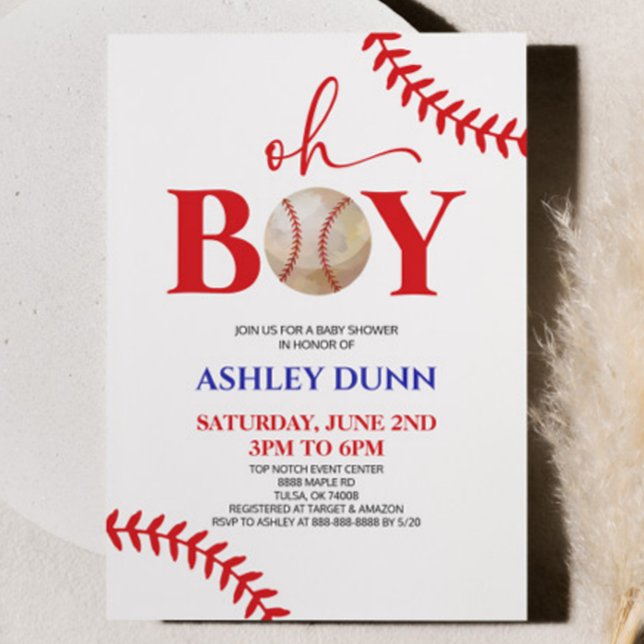 Invitation Baseball C'est un garçon Baby shower rouge bleu (Créateur téléchargé)