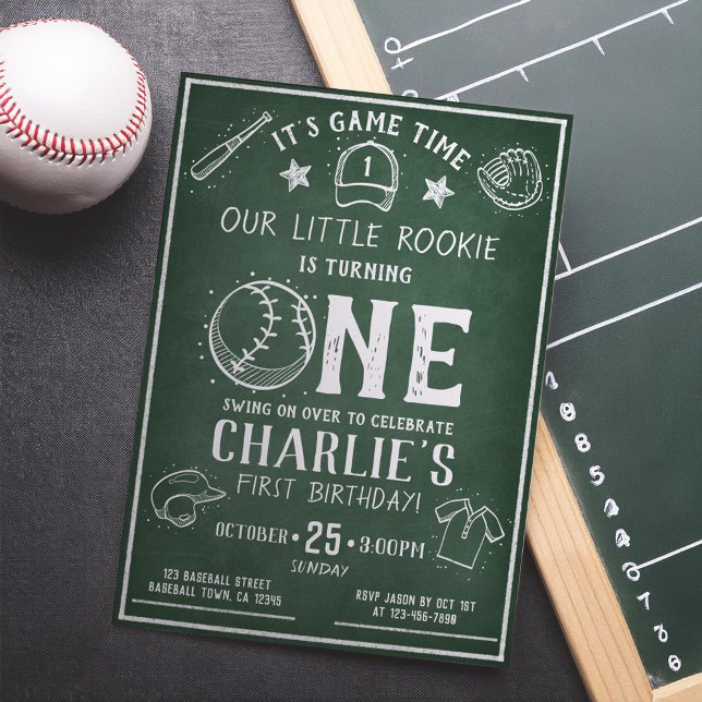 Invitation Baseball Chalkboard moderne Toute l'étoile 1er ann (Créateur téléchargé)