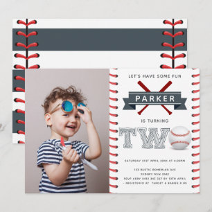 Invitation Baseball Deuxième anniversaire Boy Photo