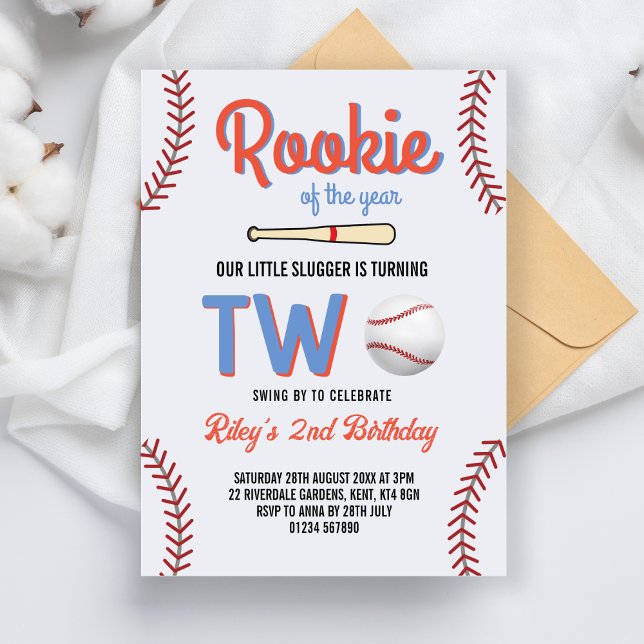 Invitation Baseball Deuxième Anniversaire Rookie de l'année 2 (Créateur téléchargé)