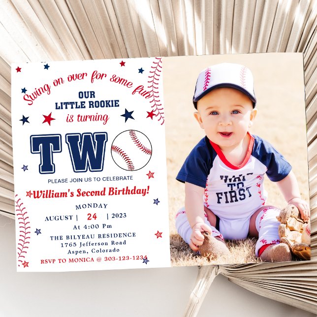 Invitation Baseball Deuxième fête d'anniversaire (Créateur téléchargé)