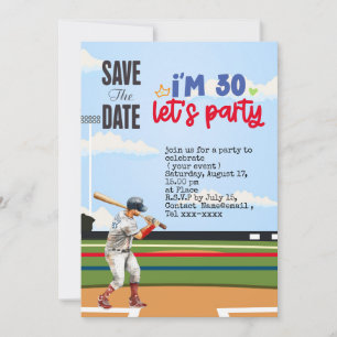 Invitation Baseball enregistrer la date 30e fête d'anniversai