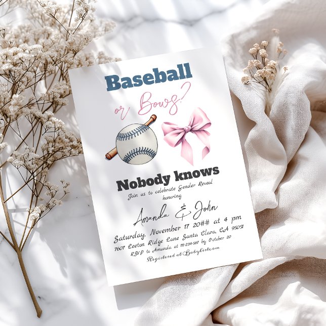 Invitation Baseball ou Bows Blue ou Rose Genre Reveilla (Créateur téléchargé)