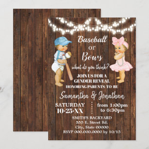 Invitation Baseball ou Bows Rustic Country Genre Revela