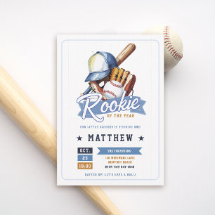 Invitation Baseball Rookie Ball Bat Casquette Blue Boy 1er an