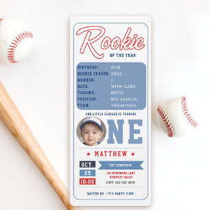 Invitation Baseball Rookie Statistiques Pic Ticket Boy 1er An