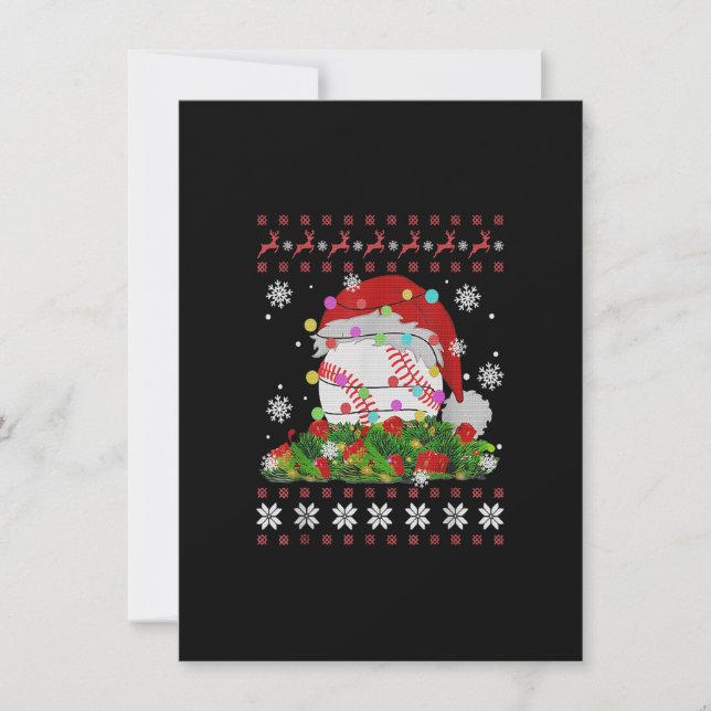 Invitation Baseball Santa Hat Reindeer Joueur De Baseball Lai (Devant)