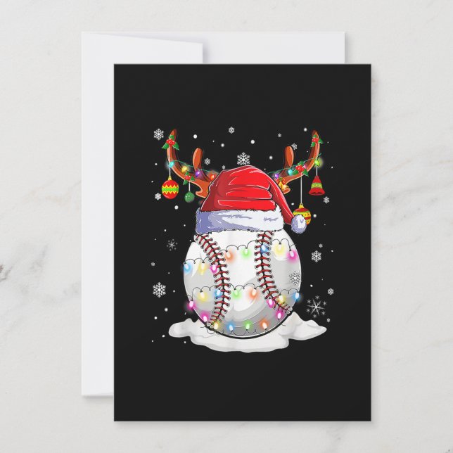 Invitation Baseball Santa Hat Reindeer lumières de Noël drôle (Devant)