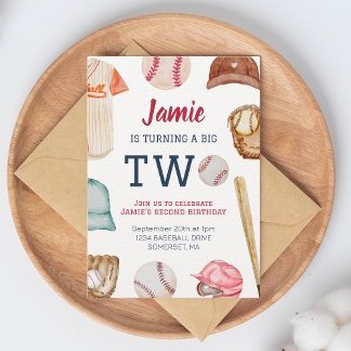 Invitation Baseball Turin Two Boy 2e anniversaire