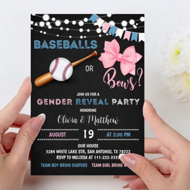 Invitation Baseballs ou arcs Parti de révélation de genre (Créateur téléchargé)