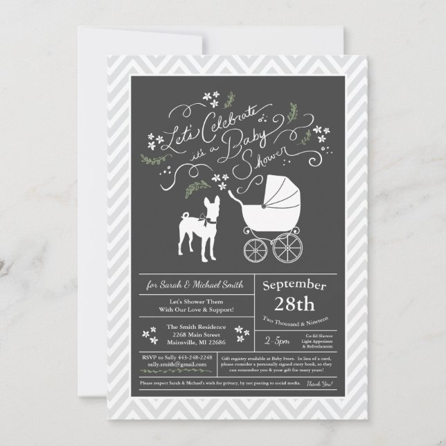 Invitation Basenji Baby shower chien neutre (Devant)