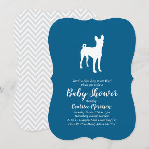 Invitation Basenji Chien Baby shower Garçon bleu