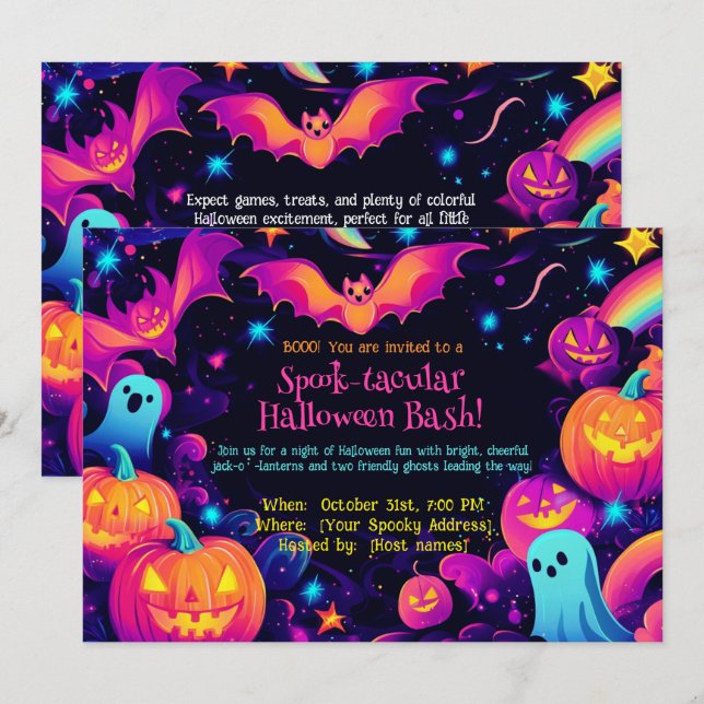 Invitation 🎃 Bash Halloween taculaire ! (Devant / Derrière)