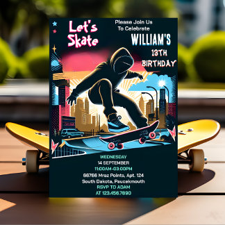 Invitation Bash Scooter Jump Zone Skateboard 13e anniversaire