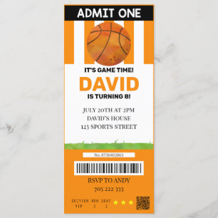 Invitation Basket-ball Bicket Birthday Boy Sport Party