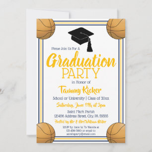 Invitation Basket-ball de marine et d'or
