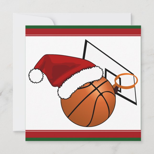 Invitation Basket-ball et cerceau de Noël (Devant)