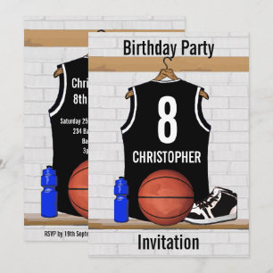 Invitation Basket-ball noir et blanc personnalisé Jersey