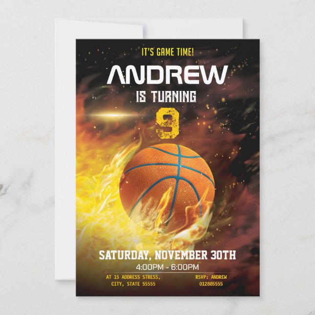 Invitation Basket-ball personnel imprimable Anniversaire (Devant)