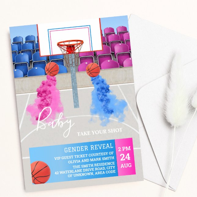 Invitation Basket-ball Sport Bébé Genre Révéler (Créateur téléchargé)