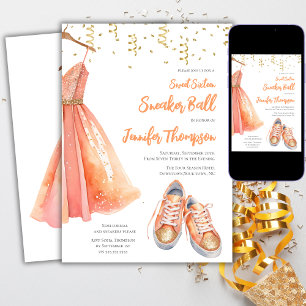 Invitation Basket Ball Sweet 16 Peach et Parties scintillant 