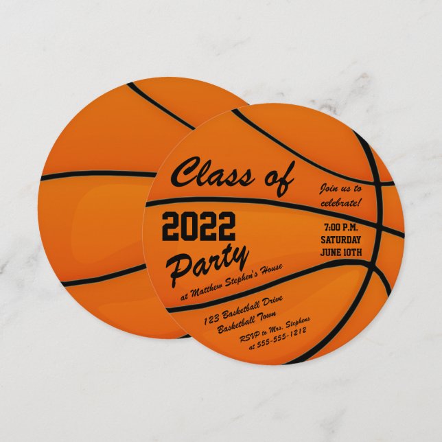 Invitation Basket-ball Theme Graduation Party (Devant / Derrière)