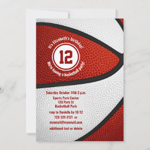 Invitation basket blanc rouge filles garçons fête d'anniversa