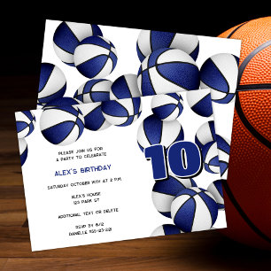 Invitation basket bleu blanc garçons filles fête d'anniversai