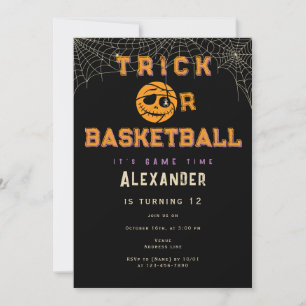 Invitation Basket d'Halloween Ball Trick ou Basketball Annive