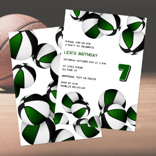 Invitation basket noir vert enfants sport