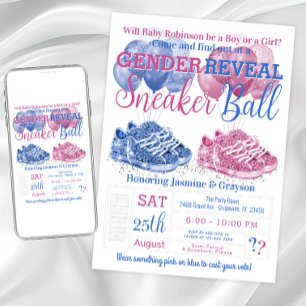 Invitation Basket rose bleu Ball Baby shower de révélation de