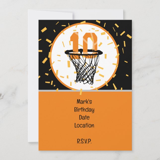 Invitation Basketball 10e anniversaire avec numéro dans mini  (Devant)
