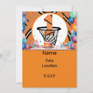 Invitation Basketball 1er anniversaire avec numéro en mini-ce